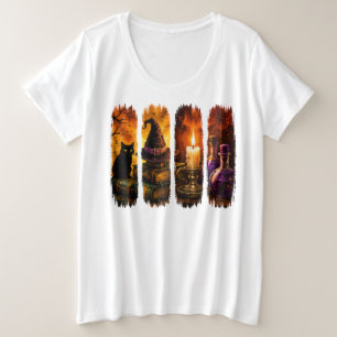Gruseliges Halloween, Hexen-Dekor Große Größe T-Shirt