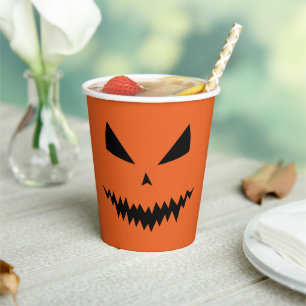 Gruseliges Halloween Jack OLantern schwarzes Gesic Pappbecher