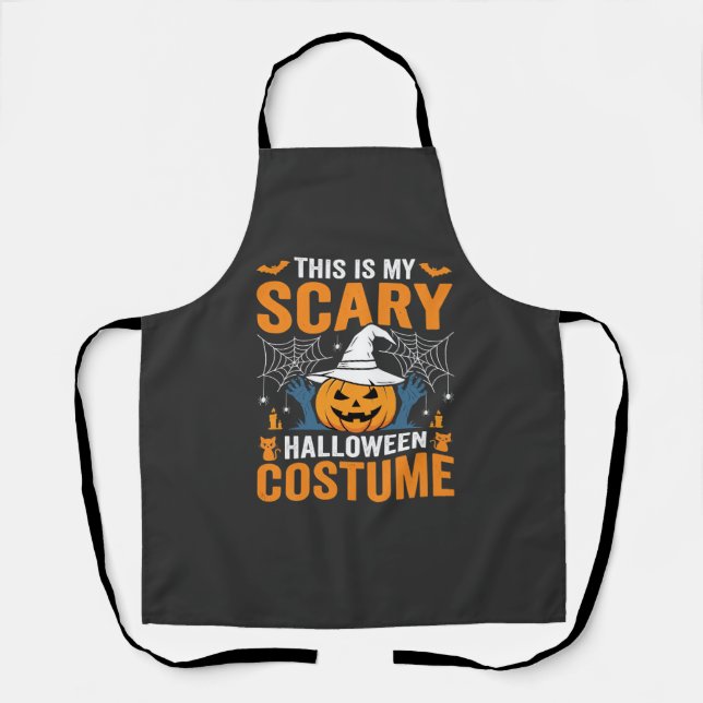 Gruseliges Halloween-Kostenüm Kürbis-Hexen-Design Schürze (Vorderseite)