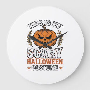 Gruseliges Halloween-Kostenüm Kürbis Vintage Vekto Große Wanduhr