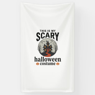 Gruseliges Halloween-Kostenüm Spukhaus Vektor-Desi Banner