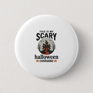 Gruseliges Halloween-Kostenüm Spukhaus Vektor-Desi Button