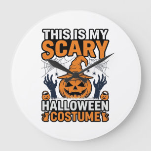 Gruseliges Halloween-Kostüm Kürbis Hexenhut Shirt_ Große Wanduhr