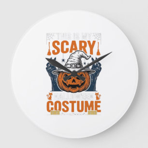 Gruseliges Halloween-Kostüm Kürbis Hexenhut Shirt_ Große Wanduhr