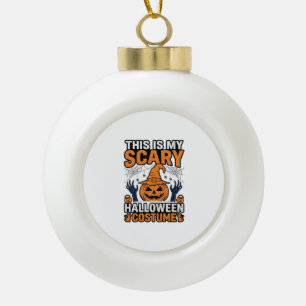 Gruseliges Halloween-Kostüm Kürbis Hexenhut Shirt_ Keramik Kugel-Ornament