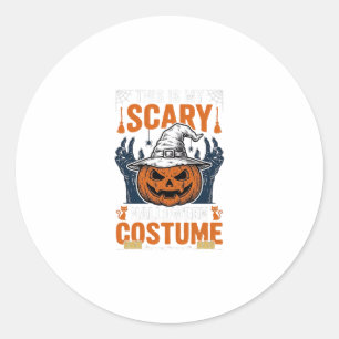 Gruseliges Halloween-Kostüm Kürbis Hexenhut Shirt_ Runder Aufkleber