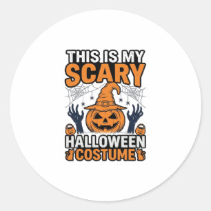 Gruseliges Halloween-Kostüm Kürbis Hexenhut Shirt_ Runder Aufkleber