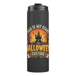 Gruseliges Halloween-Kostüm-Vektordesign Thermosbecher