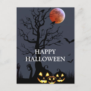 Gruseliges Halloween-Kürbis-Hexen-Nacht Postkarte
