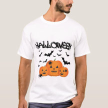 Gruseliges Halloween-Kürbisse- & Fledermäuse-T-Shi