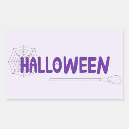 Gruseliges Halloween-Skript mit Hexe und Netz-Kuns Rechteckiger Aufkleber