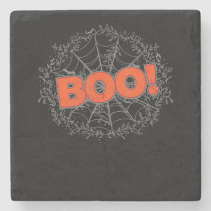 Gruseliges Halloween-Spinnennetz-Boo-Geschenk Steinuntersetzer
