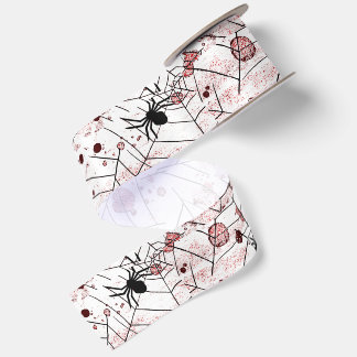 Gruseliges Halloween Spinnennetz Satinband