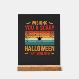 Gruseliges Halloween Spinnennetz Sonnenuntergang D Acrylschild