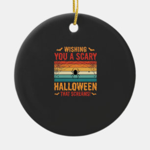 Gruseliges Halloween Spinnennetz Sonnenuntergang D Keramik Ornament