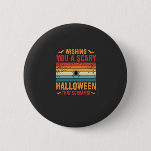 Gruseliges Halloween-Spinnennetz-Sonnenuntergangsd Button