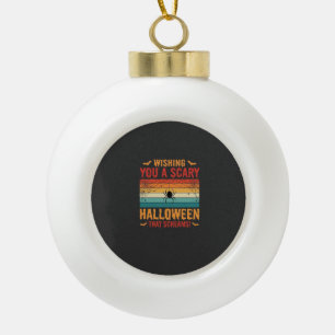 Gruseliges Halloween-Spinnennetz-Sonnenuntergangsd Keramik Kugel-Ornament