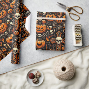 Gruseliges Halloween-Themen-Kachel Geschenkpapier