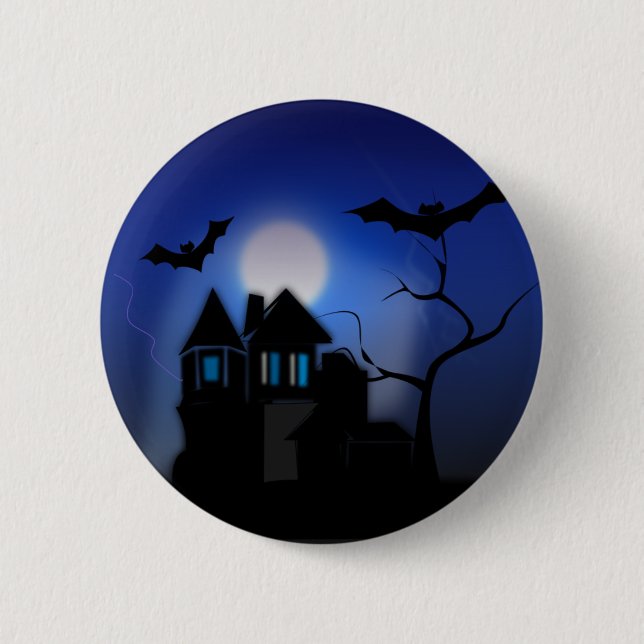 Gruseliges Haus Button (Vorderseite)