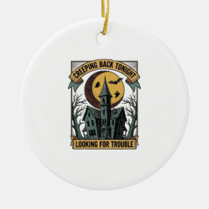 Gruseliges Haus-Shirt mit graviertem spooky manor Keramik Ornament