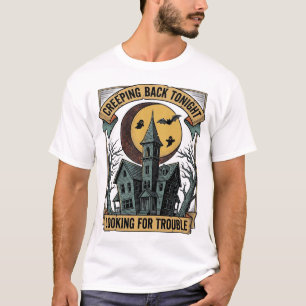 Gruseliges Haus-Shirt mit graviertem spooky manor T-Shirt