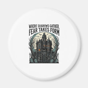 Gruseliges Haus Zitat-Shirt Vintage Gothic Friedho Magnet