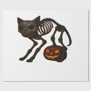 Gruseliges Katzenskelett Halloween-Geschenk Classi Geschenkpapier