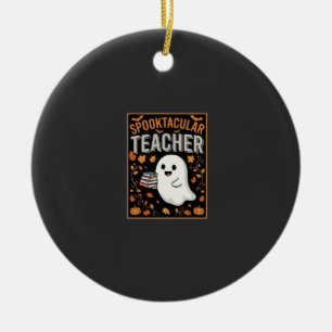 Gruseliges Lehrer Halloween-Geist-Design_1 Keramik Ornament