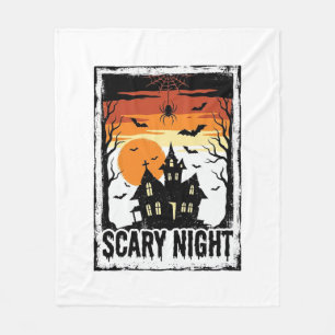 Gruseliges Nacht Spukhaus Vintage Halloween-Shirt_ Fleecedecke