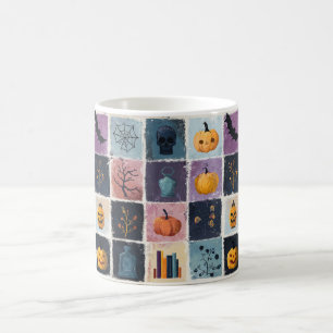 Gruseliges Patchwork-Halloween-Icon-Muster Kaffeetasse