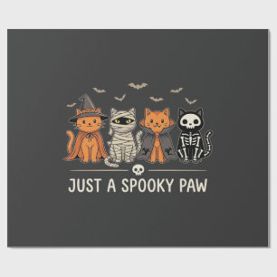 Gruseliges Pfoten-Halloween-Katzenkostüm-Vektordes Geschenkpapier
