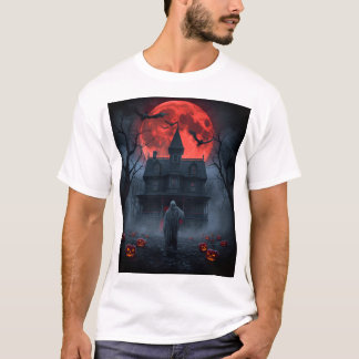 Gruseliges rotes Mond Halloween T-Shirt | Spukende