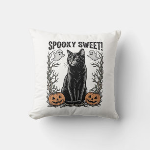 Gruseliges schwarzes Katze Vintage-Halloween-Stick Kissen