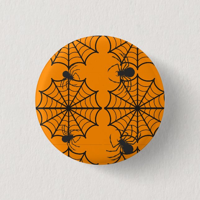 Gruseliges Spinnennetz Halloween Button (Vorderseite)
