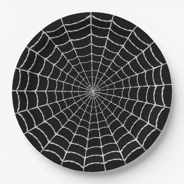 Gruseliges Spinnennetz Halloween Pappteller (Vorderseite)