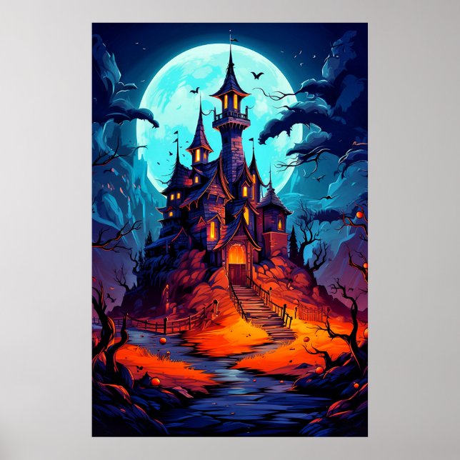 Gruseliges & Spukhaftes Halloween Spukhaus Poster (Vorne)
