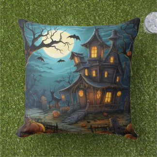 Gruseliges Spukhaus Halloween Herbst Dekor Design Kissen