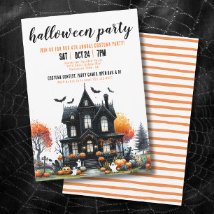 Gruseliges Spukhaus Halloween Party Einladung