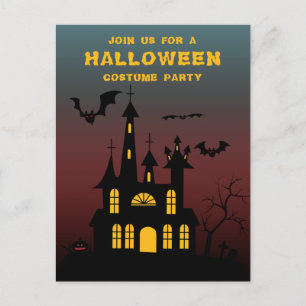 Gruseliges Spukhaus Halloween-Party Einladungspostkarte