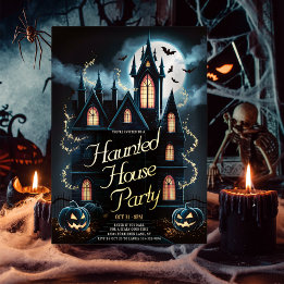 Gruseliges Spukhaus Halloween-Party individuell an Folieneinladung