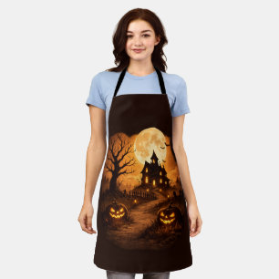 Gruseliges Spukhaus Halloween Schürze