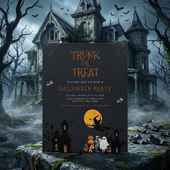 Gruseliges Spukhaus Koffer oder Behandle Halloween Einladung (Von Creator hochgeladen)