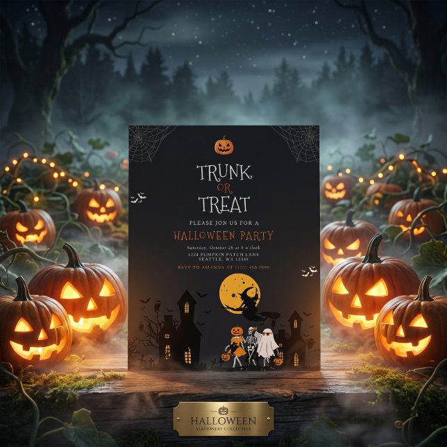 Gruseliges Spukhaus Koffer oder Behandle Halloween Einladung (Von Creator hochgeladen)
