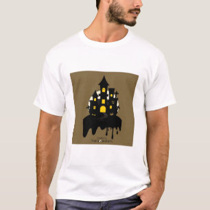 Gruseliges Spukhaus Vollmond Halloween Silhouette T-Shirt