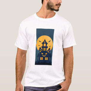 Gruseliges Spukhaus Vollmond Halloween Silhouette T-Shirt