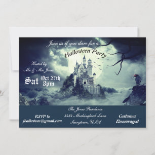 Gruseliges Spukschloss Haus Nacht Halloween-Party Einladung