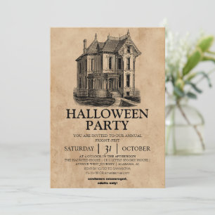 gruseliges Vintage-Haus Halloween-Kostenparty Einladung