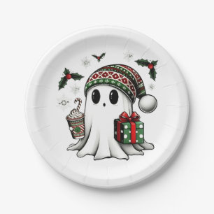 Gruseliges Weihnachten Halloween Geist Santa Hut Pappteller