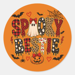 Gruseligste Bestie Halloween Leoparden-Druck-Mix Runder Aufkleber