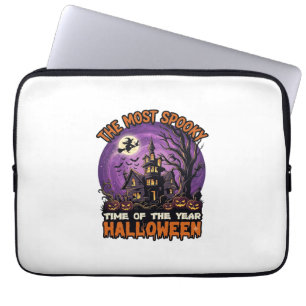 Gruseligstes Halloween Spukhaus Hexe Kürbisse Laptopschutzhülle